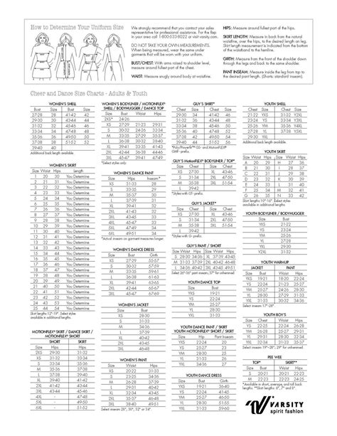 varsity cheer shoes size chart.